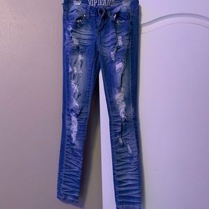 Light Denim Ripped Skinny Jeans